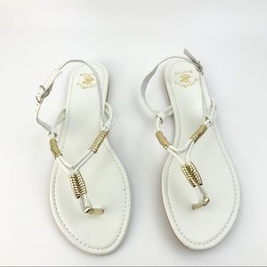 Beverly Hills Polo Club Womens Sandals Strappy Thong Sandals Gold Accent Size 10